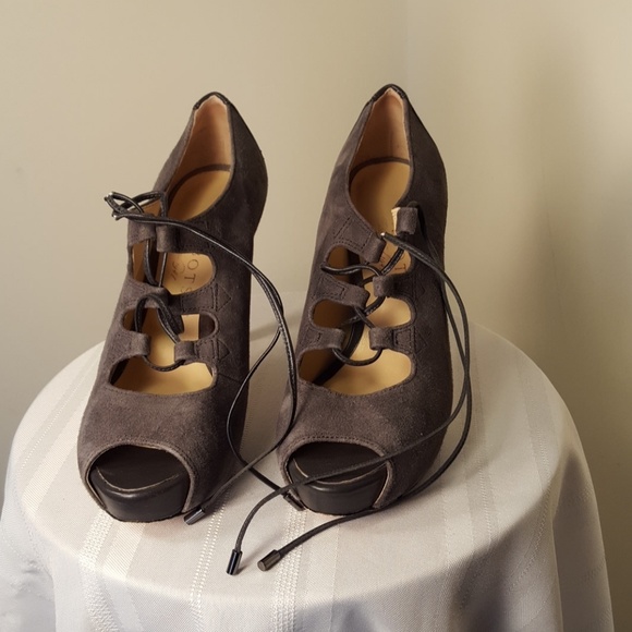 Talbots Shoes - Talbots Erica Suede Lace Up Bootie (Gray)